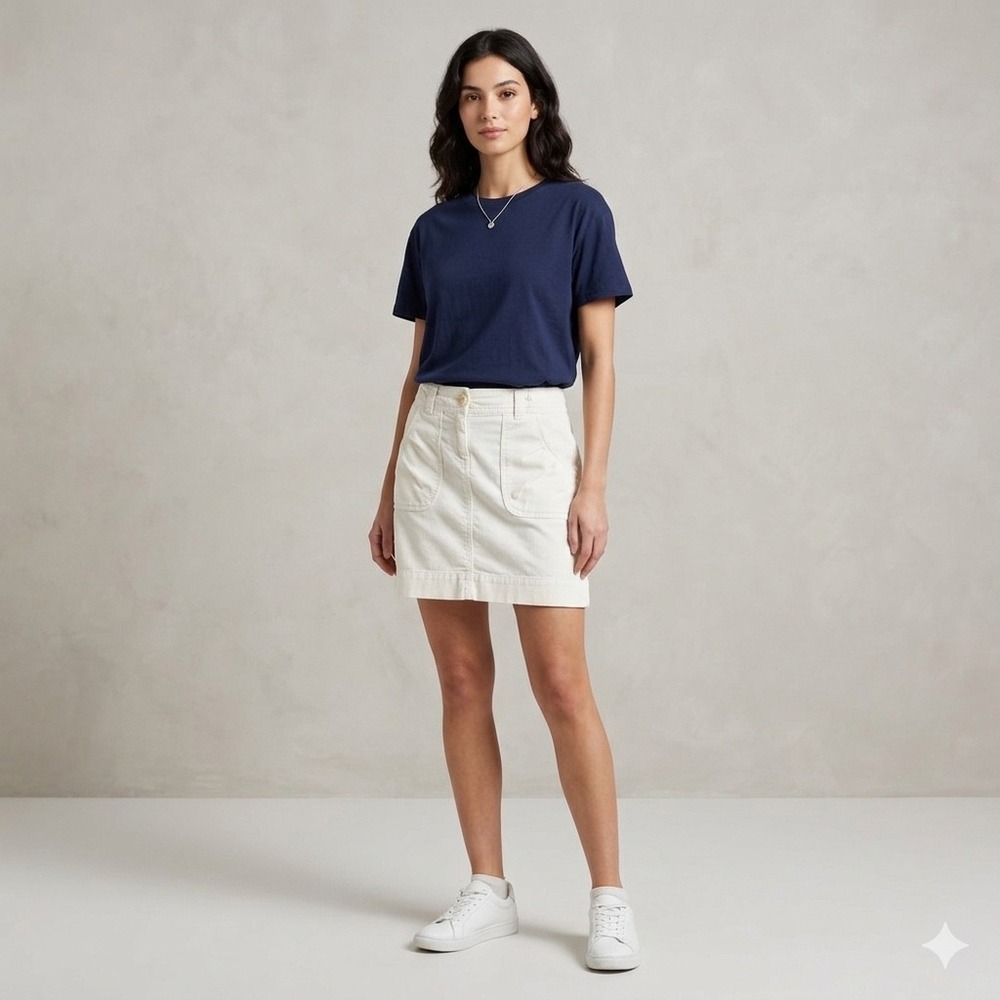 J Crew Womens Size 4 White Broken-In Chino Mini Skirt Classic Twill Summer